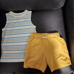 Cat & Jack Striped Sleeveless Top and Yellow Shorts Set